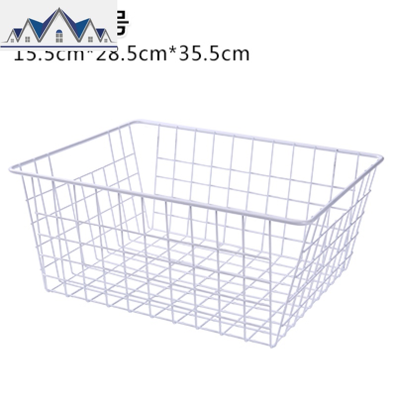 日式铁艺收纳篮浴室收纳盒厨房水果储物筐桌面杂物书籍整理收纳筐 三维工匠 白色大号