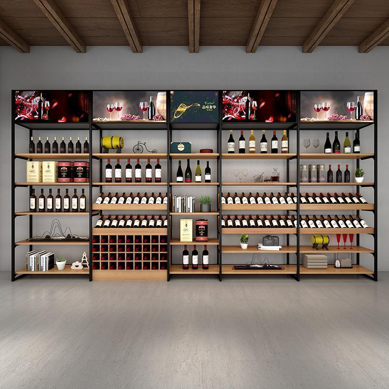 汐岩红酒架展示架货架酒架置物架展柜陈列柜货柜展架陈列架子 C款组合长460X高240X宽30