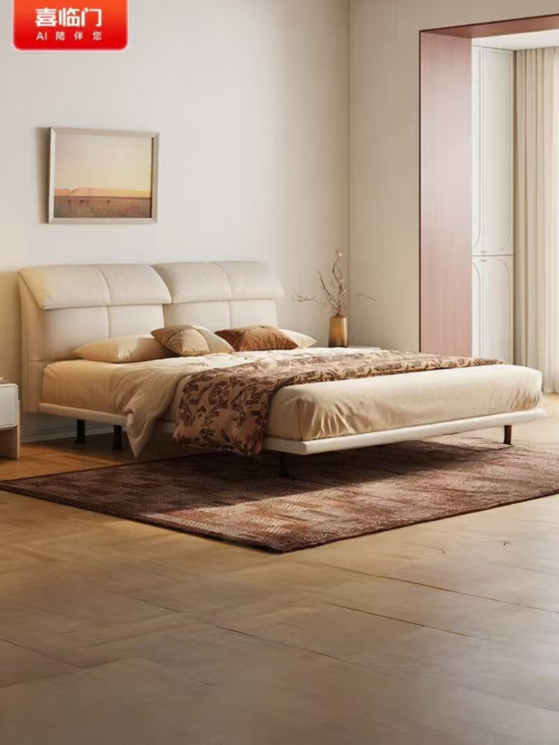 喜临门 - 天鹅湖悬浮床 进口头层牛皮双人排骨架主卧大床高清大图