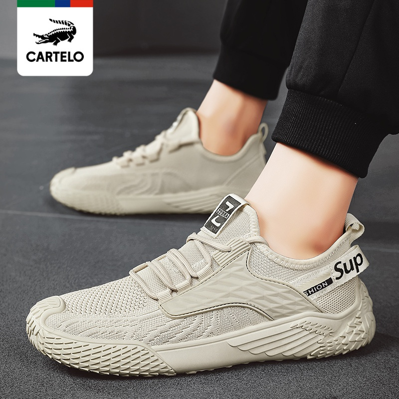 线下专柜同款卡帝乐鳄鱼cartelo新款透气飞织潮鞋男鞋运动鞋透气休闲