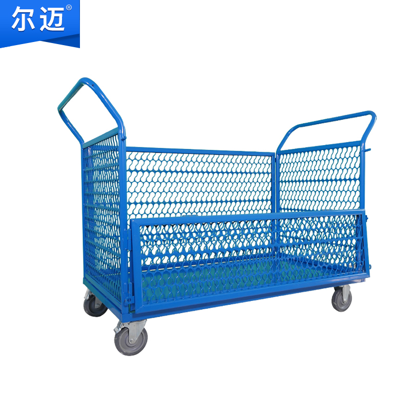 尔迈 手推搬运车物料周转车物流车间仓库折叠围栏车重型工具车笼车 重型网车1.2米