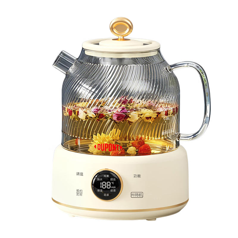 杜邦养生杯PYS-KY0712 1.2L液体加热器 白色智能温控便携设计 400mm轻巧机身 1.24kg简约时尚
