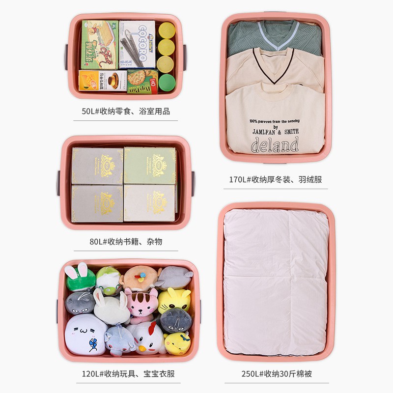 特大号箱子批发50L-250L衣服收纳整理箱透明收纳盒储物收纳箱塑料 三维工匠高清大图