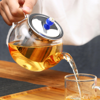 常生源 玻璃茶壶 耐热玻璃加厚泡茶壶滤网过滤带把水壶304不锈钢内胆壶 碧水蓝天壶