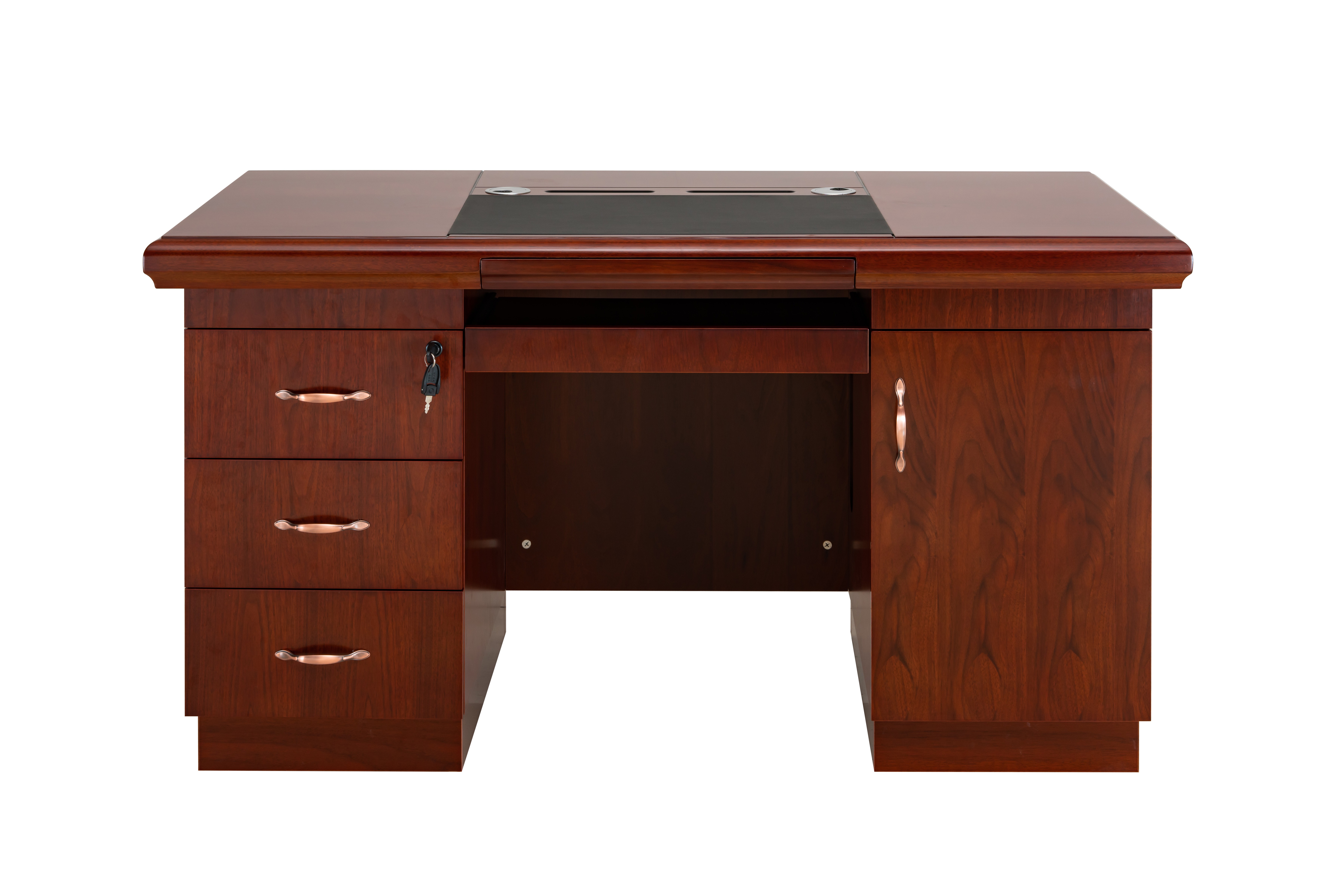 广圣老板办公桌贴木皮油漆桌中班台职员桌写字桌单人位14米16米可定制