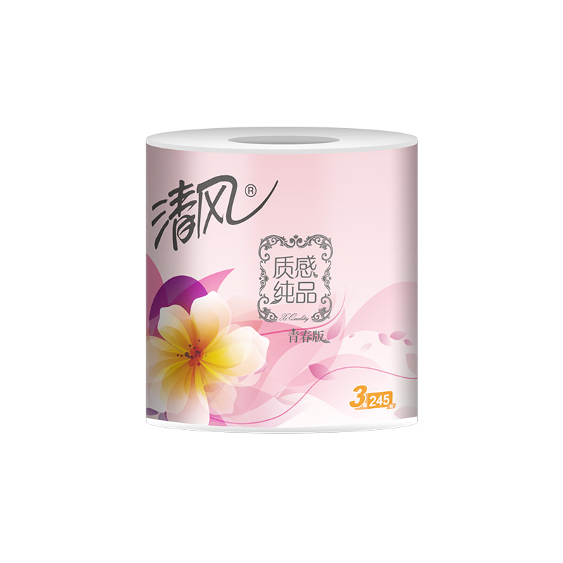 清风 卷纸 质感纯品青春版三层245段*10卷卷筒卫生纸巾厕纸手纸高清大图
