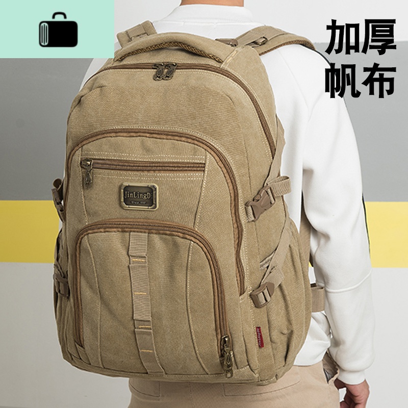 耐用大容量帆布双肩包中学生书包复古电脑背包男女旅行包户外运动NEW LAKE高清大图