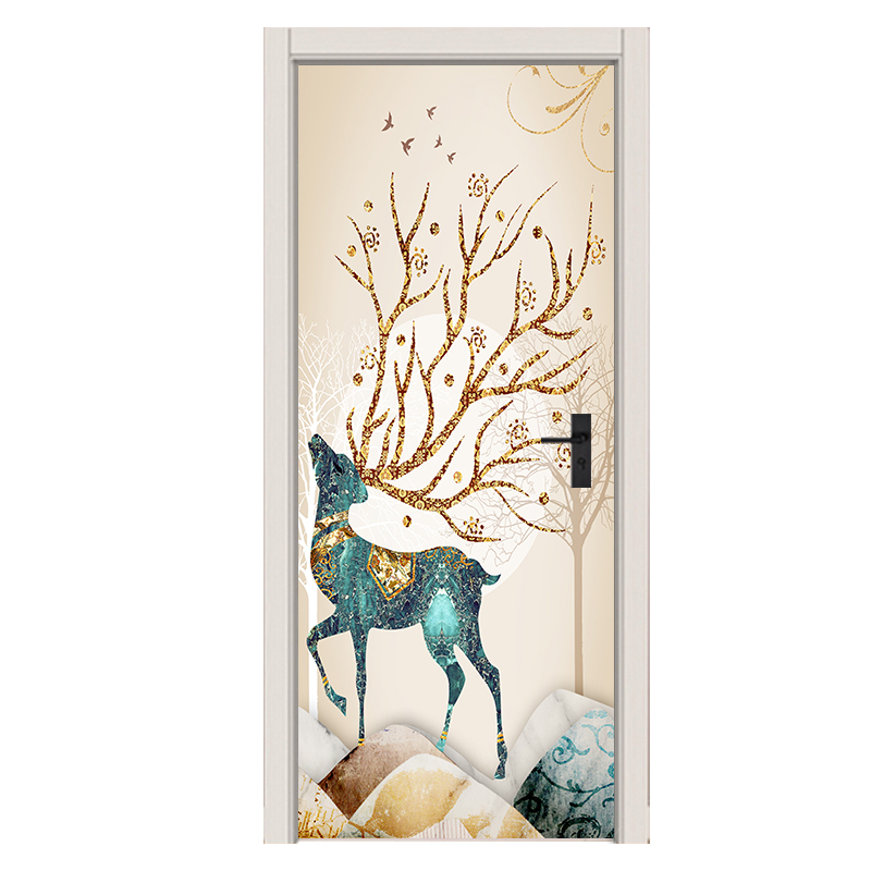 加厚门贴纸自粘装饰北欧整张木门翻新卧室房门墙壁贴纸