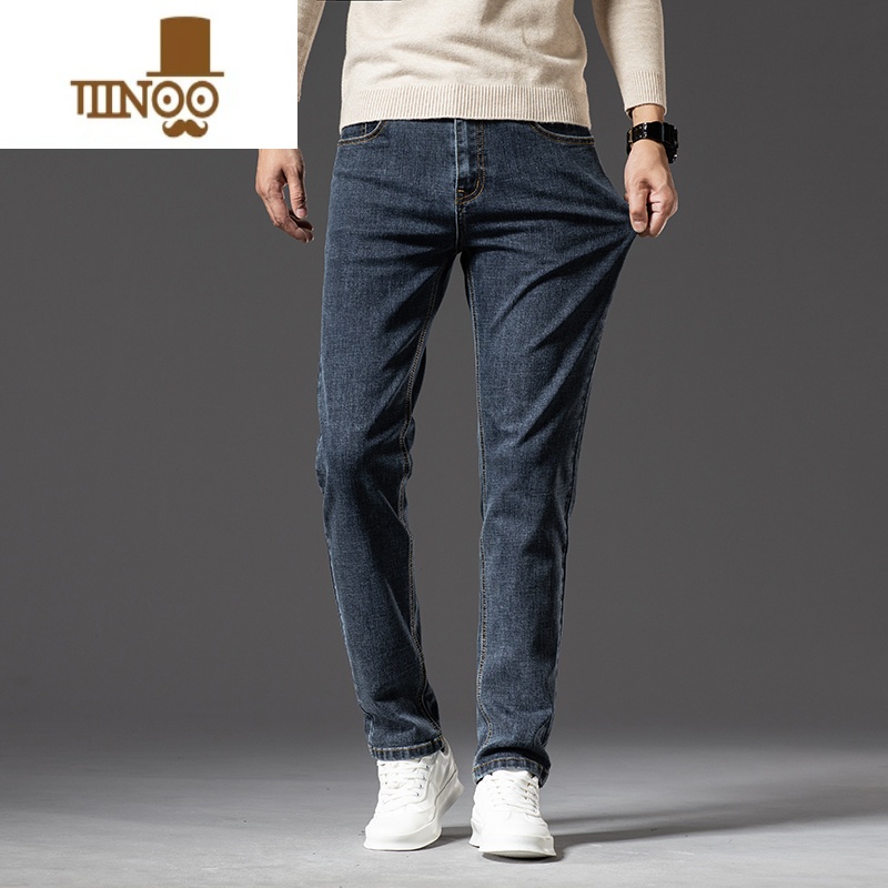 YANXU秋季男士牛仔裤商务都市宽松直筒裤子男韩版修身秋天休闲长裤高清大图