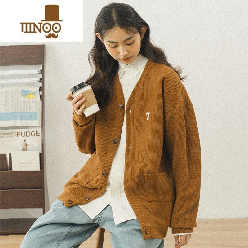 YANXU华夫格开衫男纯色V领毛衣男潮牌针织衫情侣装外套图片