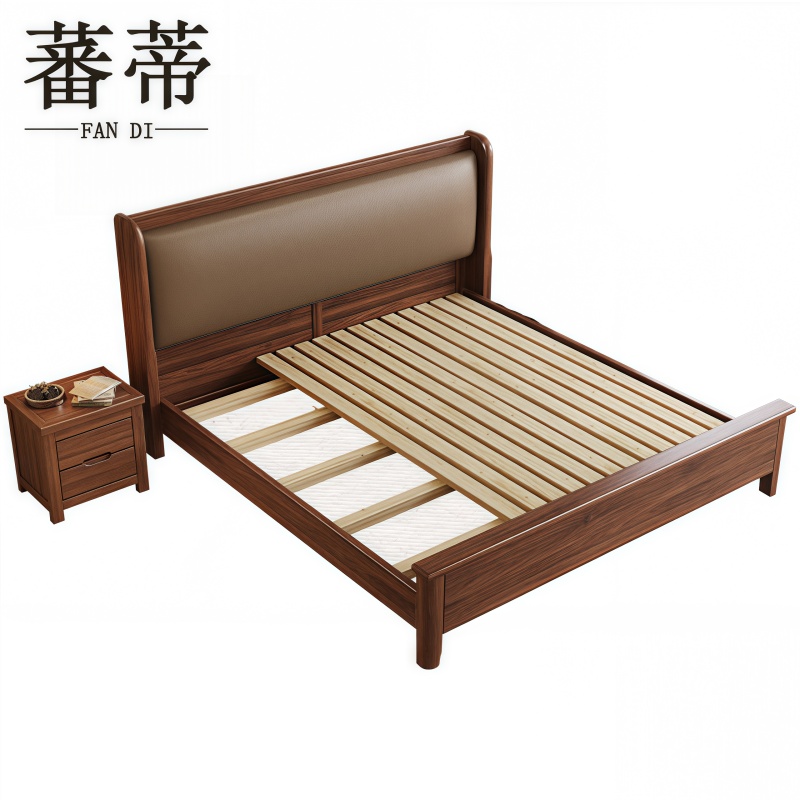 软包实木床高清大图