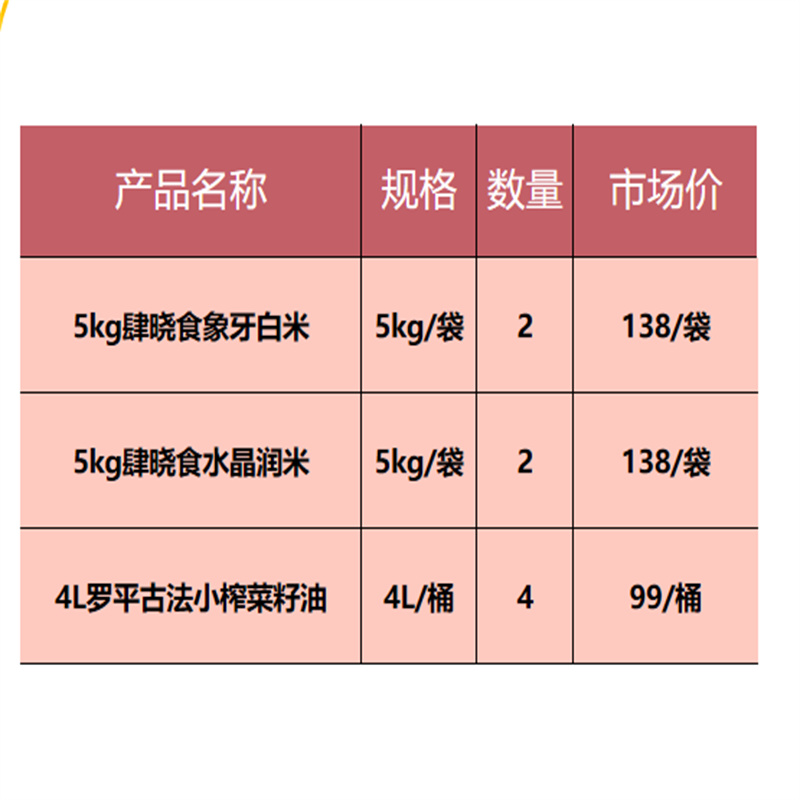肆晓食 象牙白米5kg/袋*2+水晶润米5kg/袋*2+罗平古法小榨菜籽油4L/桶*4