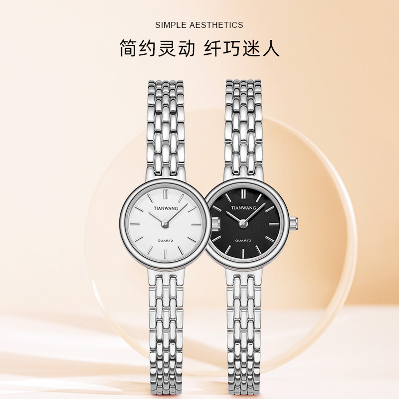 天王女士手表新品精致195mm小表盘钢带石英女表送女友礼物推荐31274
