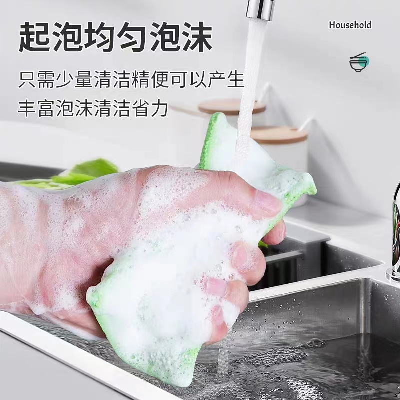 【1个装】双面洗碗海绵擦厨房刷锅刷碗布不沾油洗碗巾居家日用套装--洗碗布海绵擦--红色高清大图