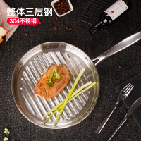 铂帝斯(BODEUX)地中海之恋牛排盘 304不锈钢煎锅煎牛排锅28cm条纹平底锅电磁炉通用