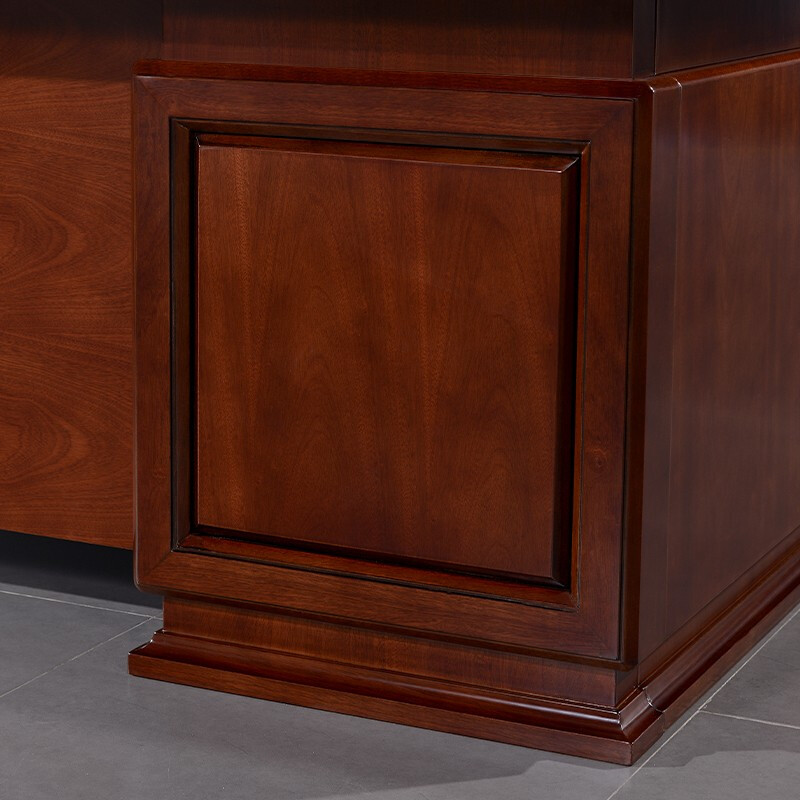 域赢办公家具老板桌总裁桌大班台工人桌办公桌油漆实木贴皮经理桌2米+6门书柜高清大图