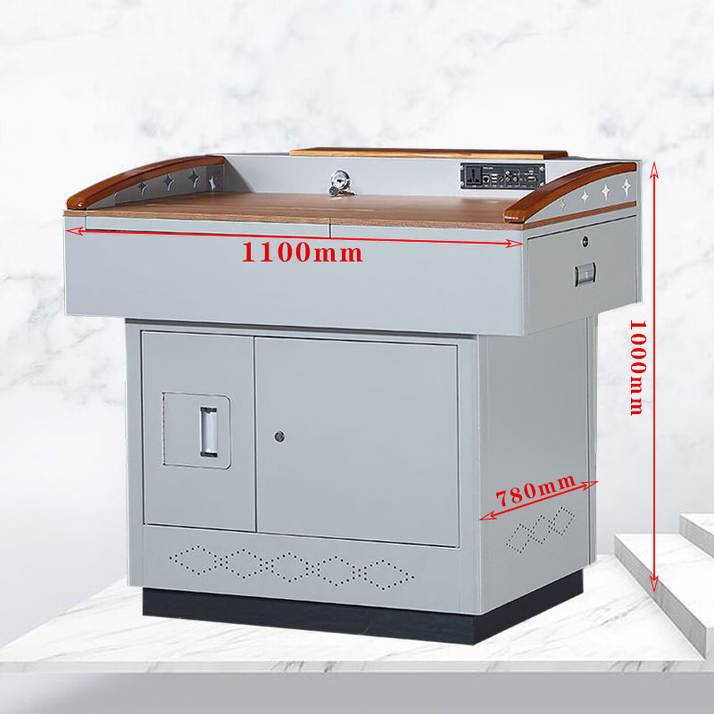 鑫金虎(XIN JIN HU)多媒体讲台讲桌教师教室教学多功能讲台桌钢制讲台电教中控演讲台高清大图