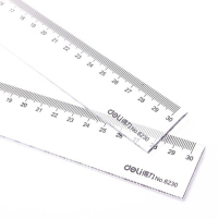 得力 6230直尺绘图制图工具尺透明塑料尺子测量合30cm