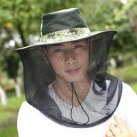户外垂钓夜钓帽防虫防蚊帽网钓鱼防晒帽子男女防蜂帽透气防虫纱网-【1个装】;绿白