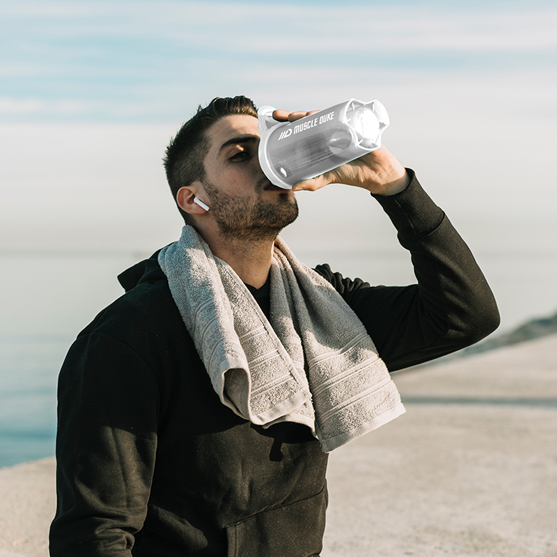 肌肉公爵茶杯摇摇杯蛋白营养摇粉杯运动杯子搅拌球刻度奶昔杯健身水杯-500ml粉色/4208高清大图