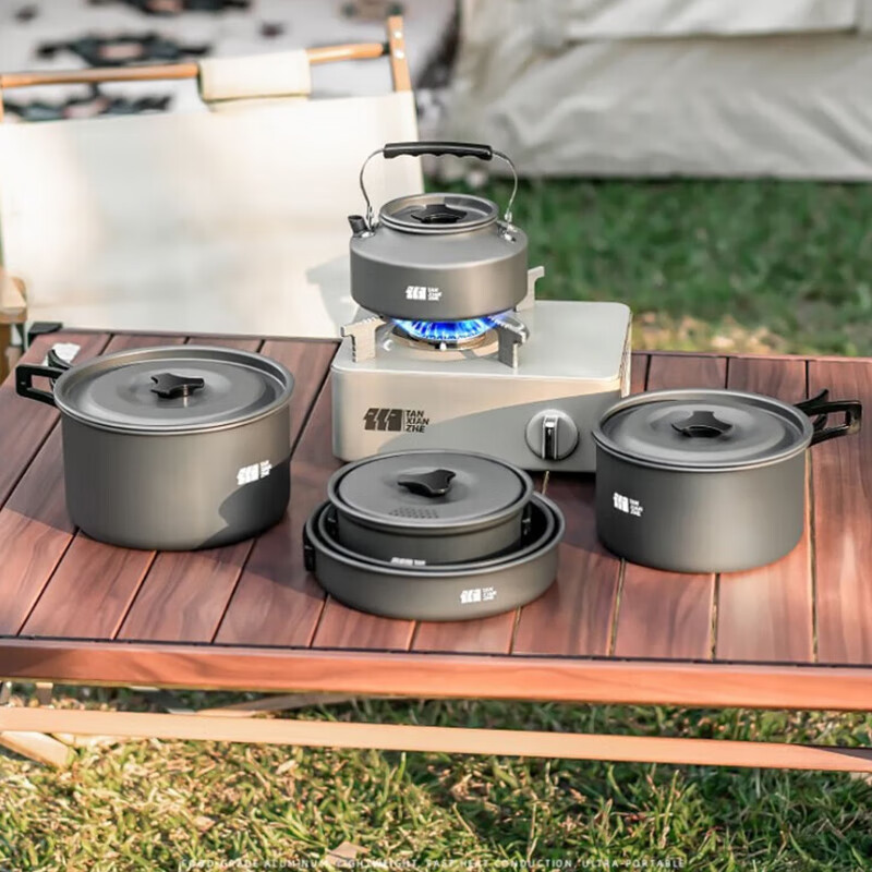探险者户外锅具烧水壶卡式炉锅炉露营装备套锅水壶全套组合 锅具三件套[1461]高清大图