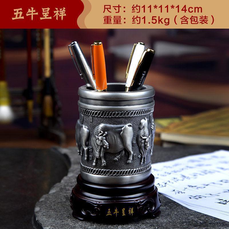 美帮汇笔筒摆件时尚创意八骏图水晶笔筒工艺品老师办公桌摆件教师节高清大图