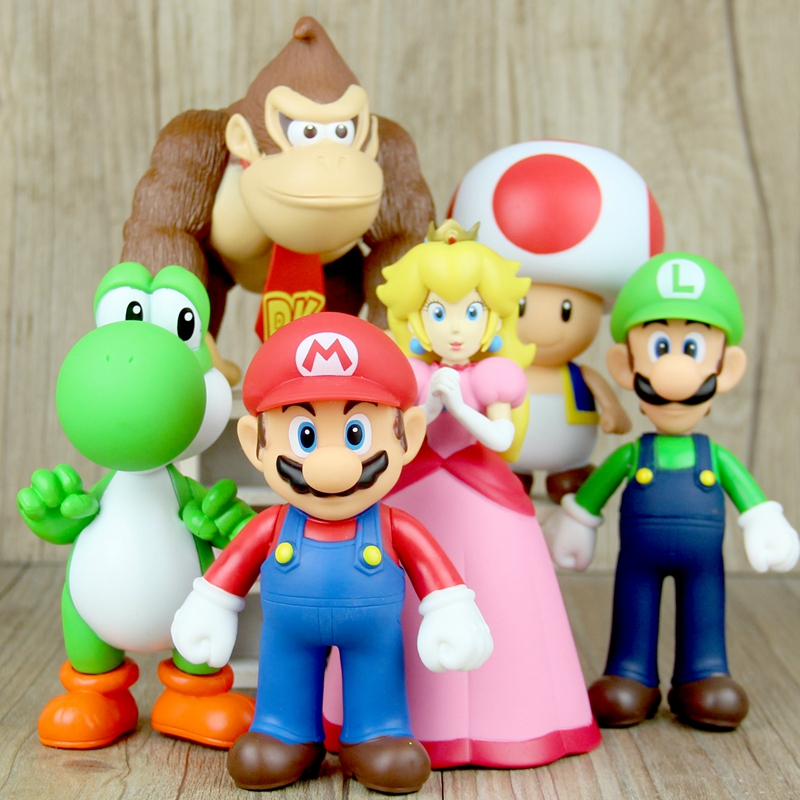 超级玛丽手办模型马里路易耀西库巴绿龙公主公仔玩偶摆件玩具