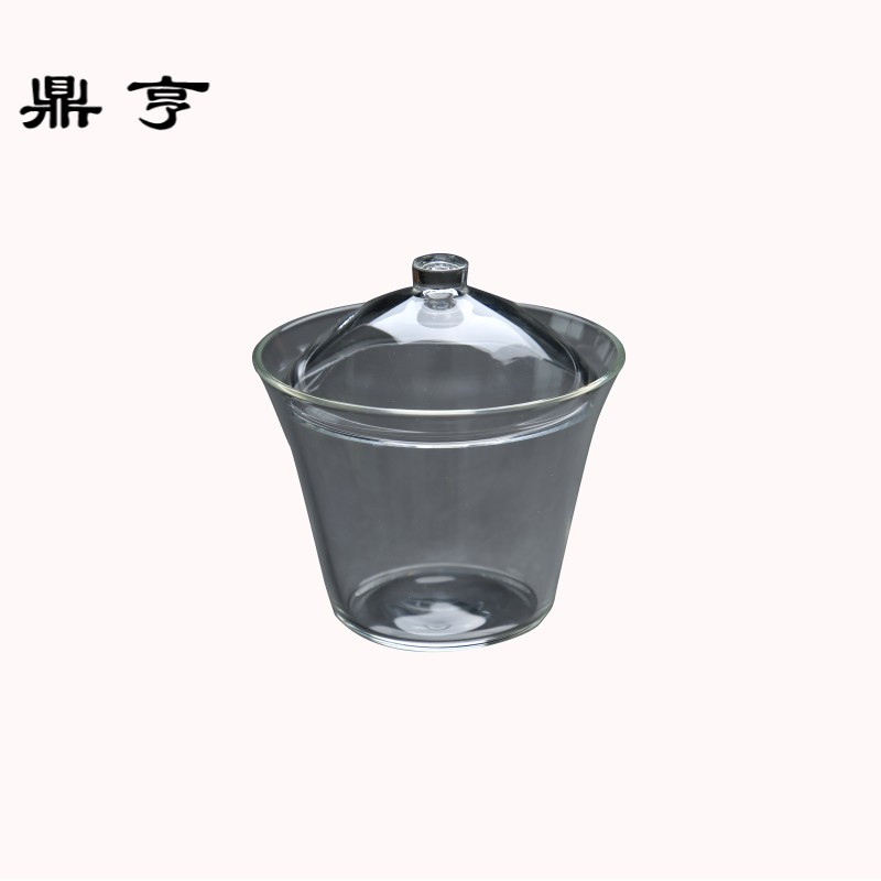 鼎亨偶得 耐热玻璃锤纹引流盖碗公道杯茶杯功夫茶具敬茶碗 绿茶花