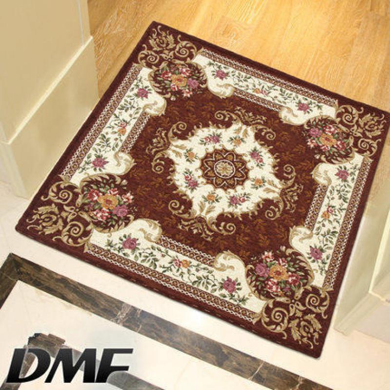 美帮汇欧式地垫垫脚垫厅卧室客厅地毯方形入户垫子定制 165咖啡色 90×90CM
