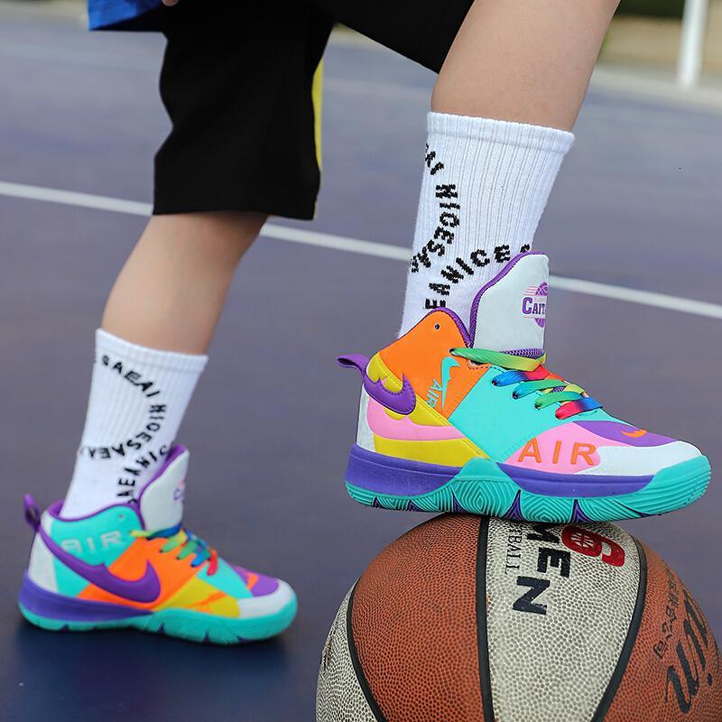 篮球鞋网面透气欧文6儿童拼色男女蓝球鞋男小学生9减震12岁中大童abc