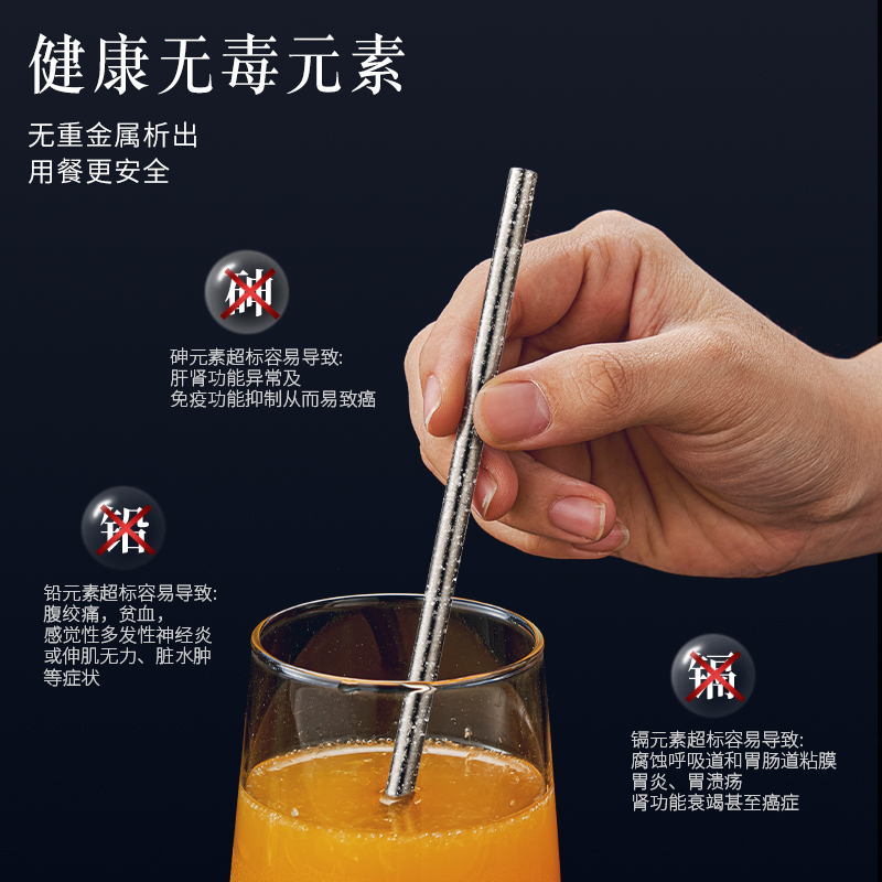 莱柏顿纯钛吸管非一次性便携食品级饮料吸管可重复用环保金属非不锈钢粗高清大图