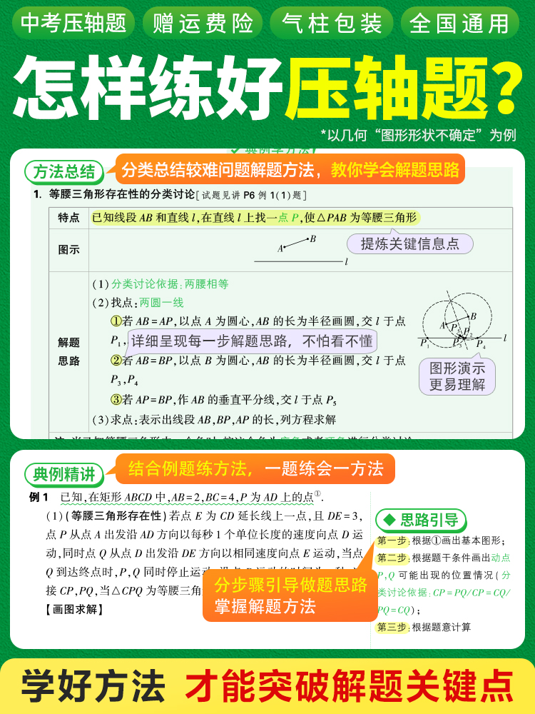 数学-函数 初中通用 [正版]2024数学物理化学压轴题专项训练 初二初三初中数学几何二次函数方法大全 八九年级二次函数高清大图