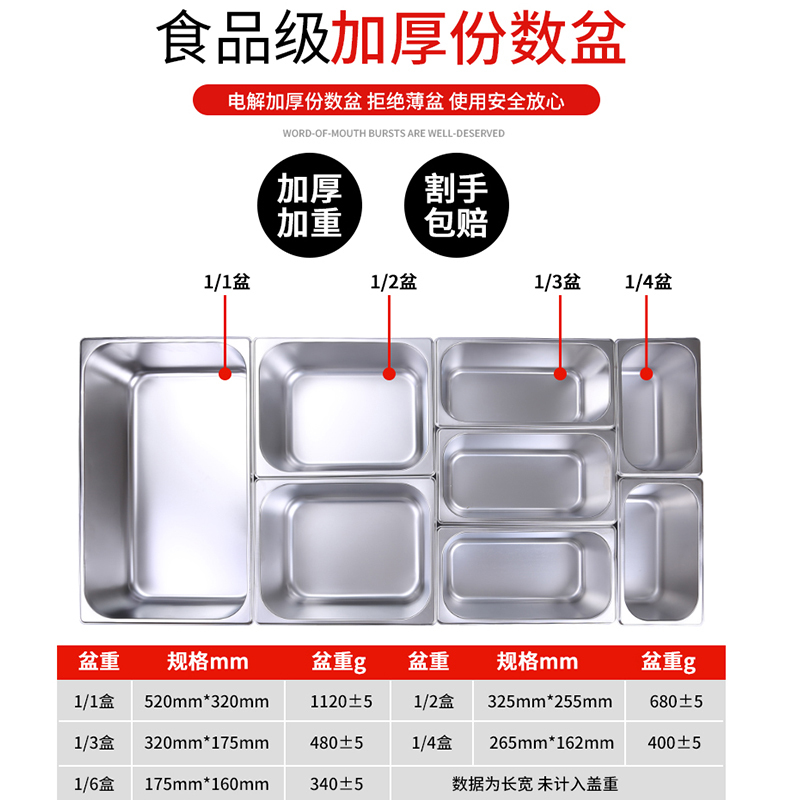 商用快餐保温售饭不锈钢台式保温台电加热保温菜台汤池食堂快餐车|C4(4格8盒(加厚款)