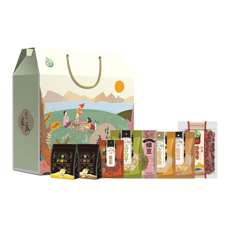 禾煜 干货礼盒 五谷杂粮 干货 粗粮 冰糖 枸杞 花茶 煜见良辰1838g