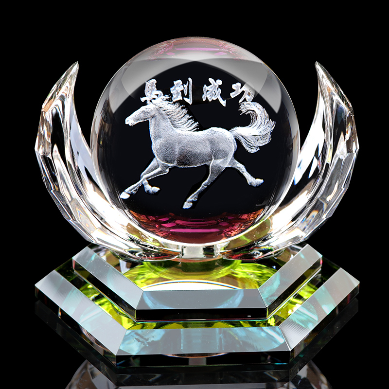 富屯 汽车仪表台创意太阳花香水座式摆件 车内装饰莲花创意香水座式太阳花水晶香水汽车摆件 马到成功