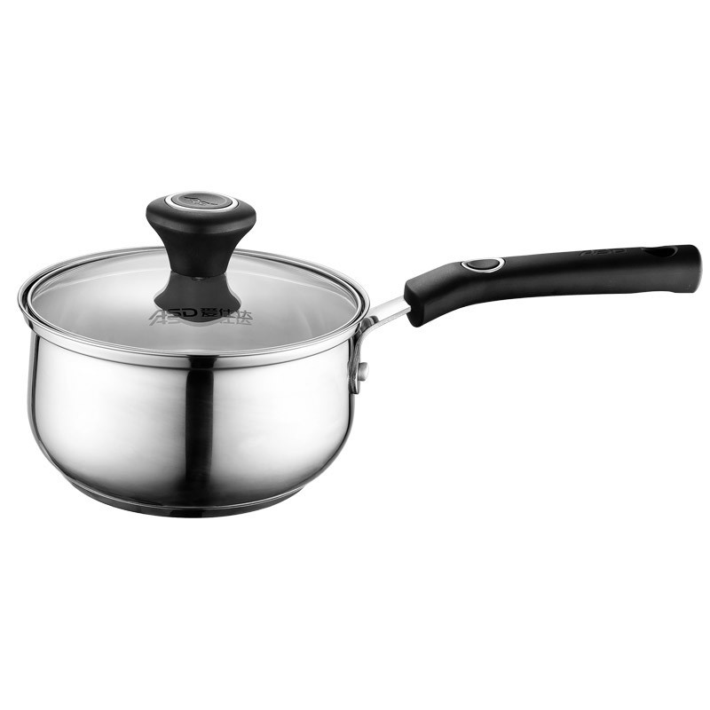 爱仕达(ASD)磁通304不锈钢婴儿小奶锅18cm 家用加厚复底宝宝辅食锅耐磨耐用加高加深泡面汤锅 燃气电磁炉通用锅具