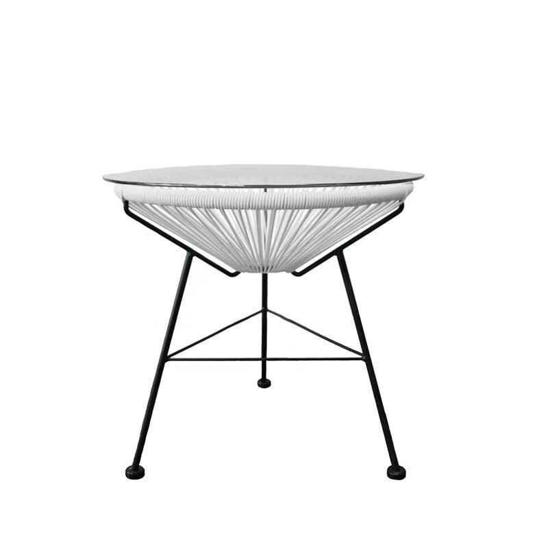 质凡 户外藤椅沙发茶几组合室内庭院家具客厅单人休闲小沙发 茶几(白色)高清大图