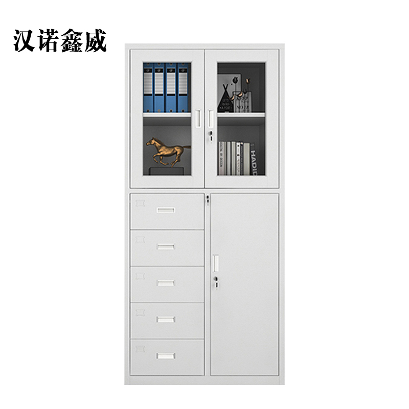 汉诺鑫威钢制文件柜办公资料柜带锁档案柜带锁储物柜铁皮柜财务凭证柜偏五斗器械柜