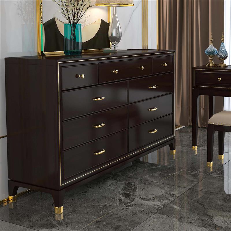 美式轻奢斗柜卧室玄关柜九五斗柜七斗橱实木抽屉柜复古收纳储物柜