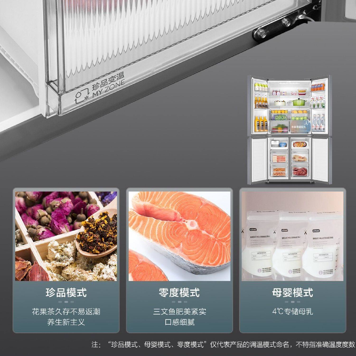 海尔 BCD-531WGHTD59SHU1 十字对开门冰箱 531升 1级能效 自动除霜 深空银PCM钣金面板 大容量高清大图