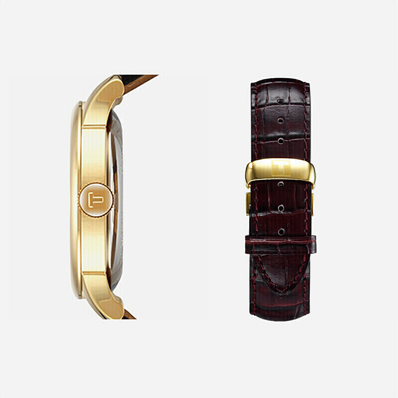 [送礼优选]天梭(TISSOT)瑞士手表 经典复古商务背透 力洛克系列皮带男士机械表T006.407.36.263.00高清大图