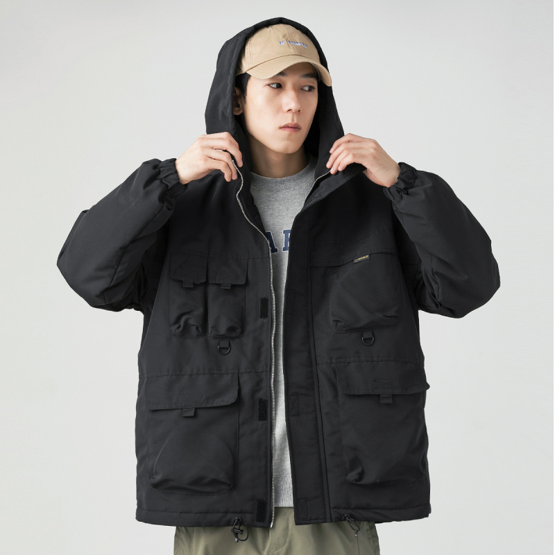 baluoshanggboy纯色工装棉服男冬季加厚保暖棉衣宽松立体多口袋棉袄