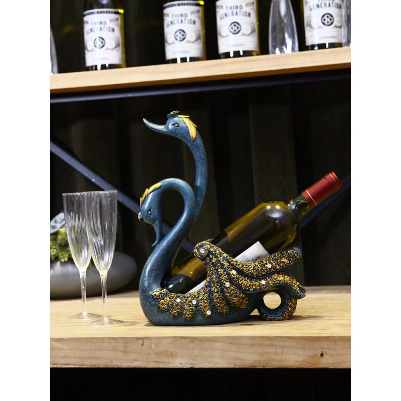 美帮汇红酒架摆件现代简约家居饰品欧式酒柜装饰客厅电视柜摆设天鹅创意高清大图