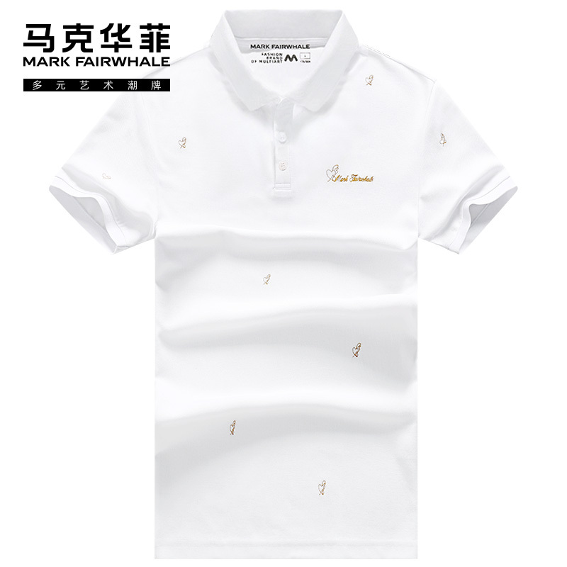 马克华菲Polo衫男士短袖t恤2022夏季新款休闲黑色刺绣高端潮牌