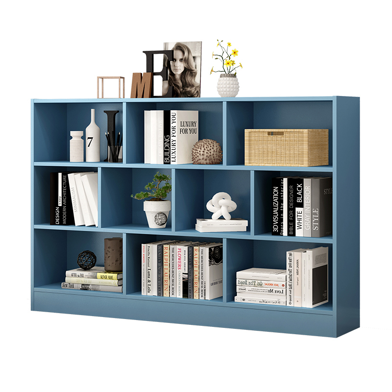 质凡简易书架书柜[带后背板] 含安装/140cm皎蓝色高清大图