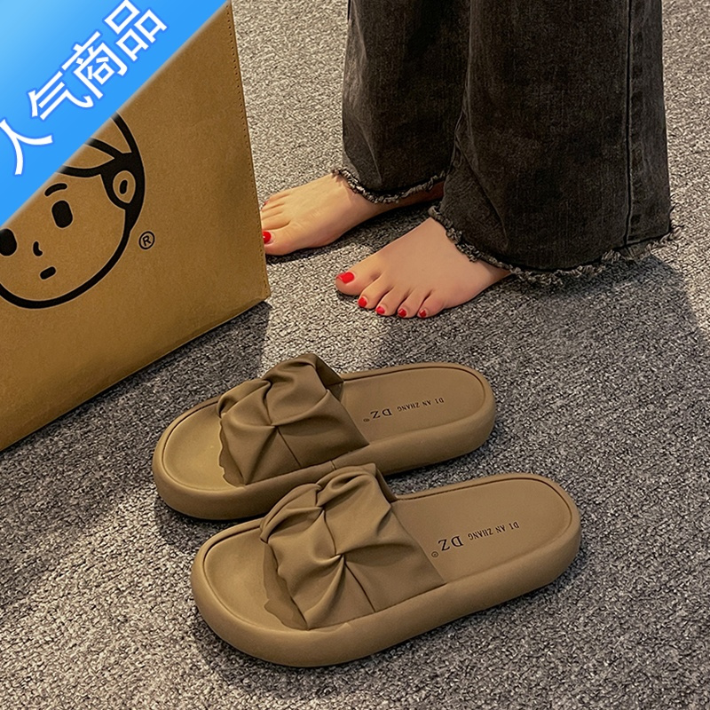 suntek凉拖鞋女夏外穿2023新款厚底休闲沙滩凉鞋时尚女士孕妇面包一字