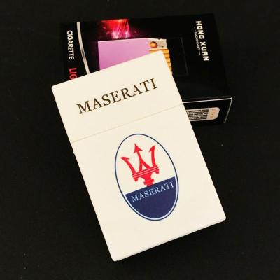 19支香烟盒 usb充电打火机软包硬壳烟盒防风自动电子点烟器 玛莎拉蒂