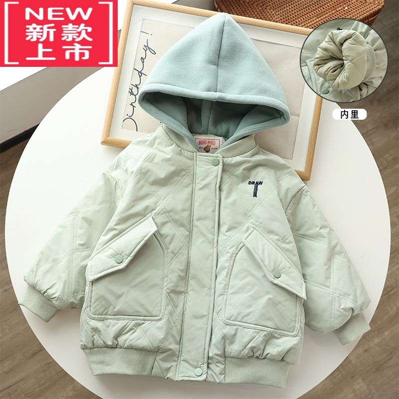 可莉允内心火热热~仿内胆 菱形气质大方连帽棉服外套男女童夏桑小铺