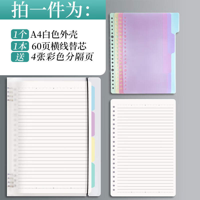晨光(M&G)A4活页壳8孔白(黑白记忆)APY8T19P(DS)高清大图