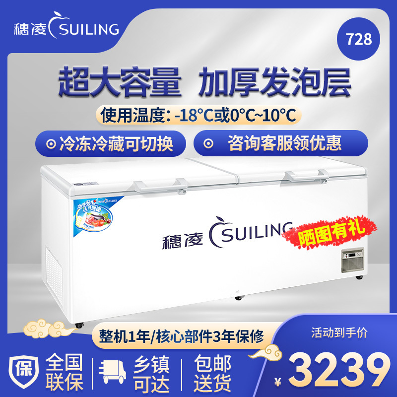 穗凌(SUILING)BD-728单温大卧柜冰柜冷冻冷藏柜转换 厨房冰箱保鲜柜速冻顶开门密封柜商用雪柜 708升
